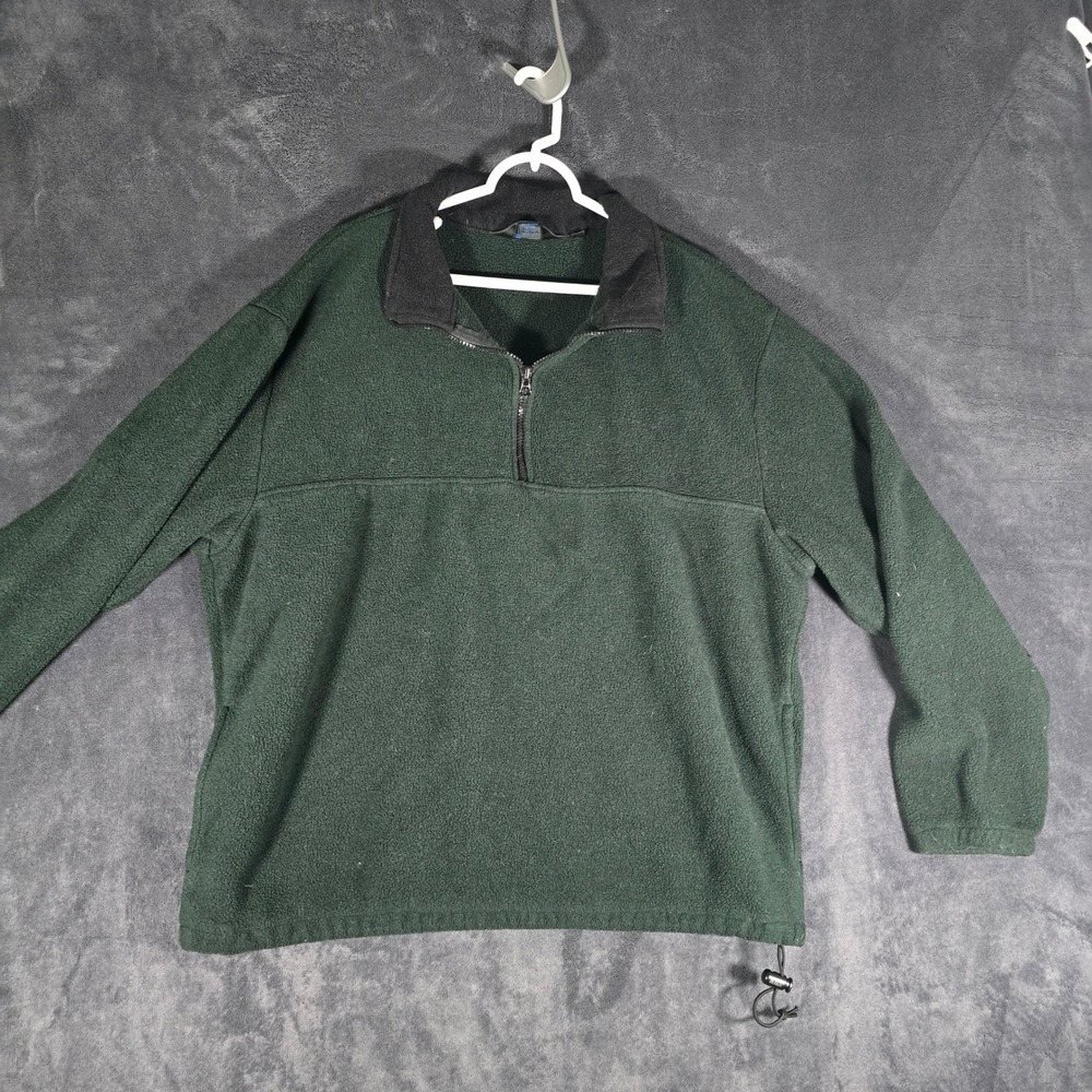 J Crew Mens‎ XL Quarter Zip Fleece Pullover Forest Green Sweater Vintage